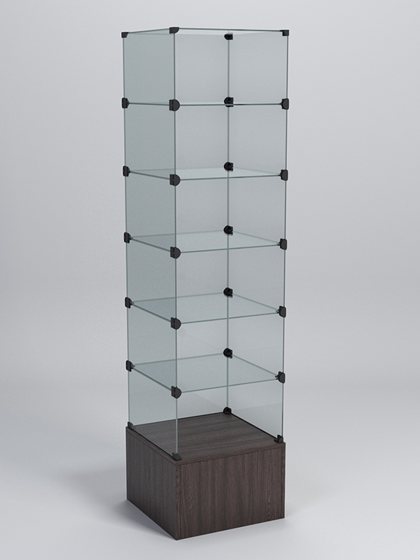 Витрина стеклянная "КУБ" №610 стаканчик (без дверок, передняя стенка - стекло) Дуб Венге