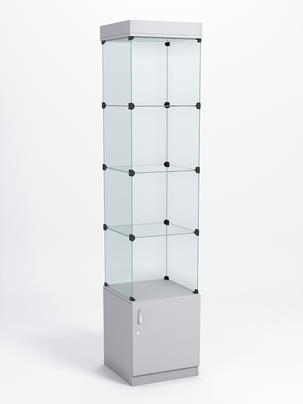 Витрина стеклянная "КУБ" №2-СТ стаканчик (без дверок, передняя стенка - стекло) Серый
