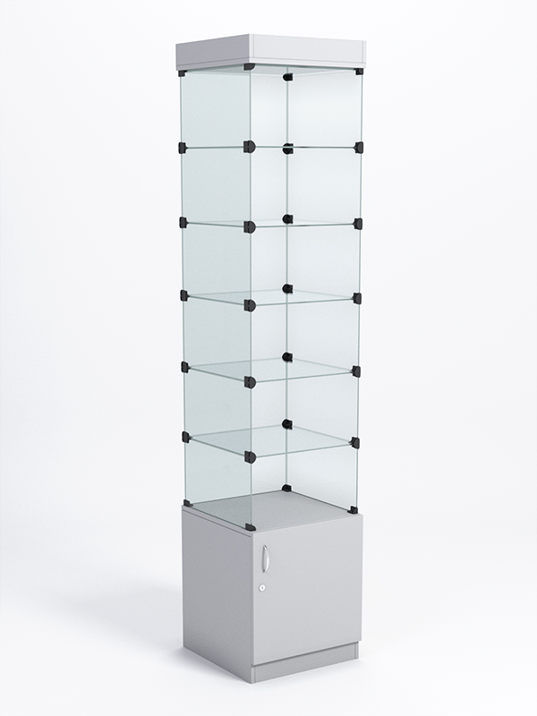 Витрина стеклянная "КУБ" №502-СТ стаканчик (без дверок, передняя стенка - стекло) Серый