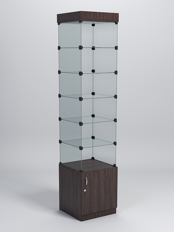 Витрина стеклянная "КУБ" №502-СТ стаканчик (без дверок, передняя стенка - стекло) Дуб Венге
