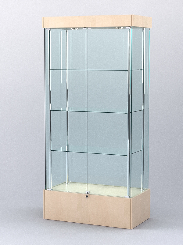 Витрина "АВРОРА" №3-1 с регулируемыми по высоте полками (зад.стенка - стекло) Береза Майнау Н1733 ST9