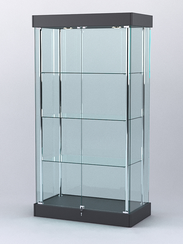 Витрина "АВРОРА" №5-1 с регулируемыми по высоте полками (зад.стенка - стекло) Черный Графит U961 ST2