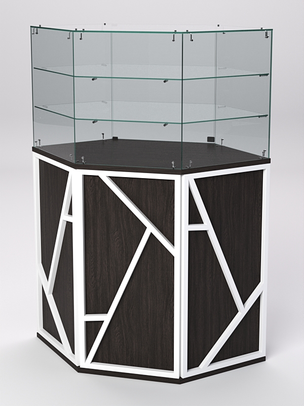 Торговый прилавок со стеклянной надставкой серии РОК №18 Дуб Венге