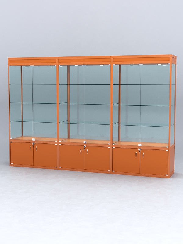 Витрина "АЛПРО" №1-3м-500-2 (задняя стенка - стекло)  Оранжевый