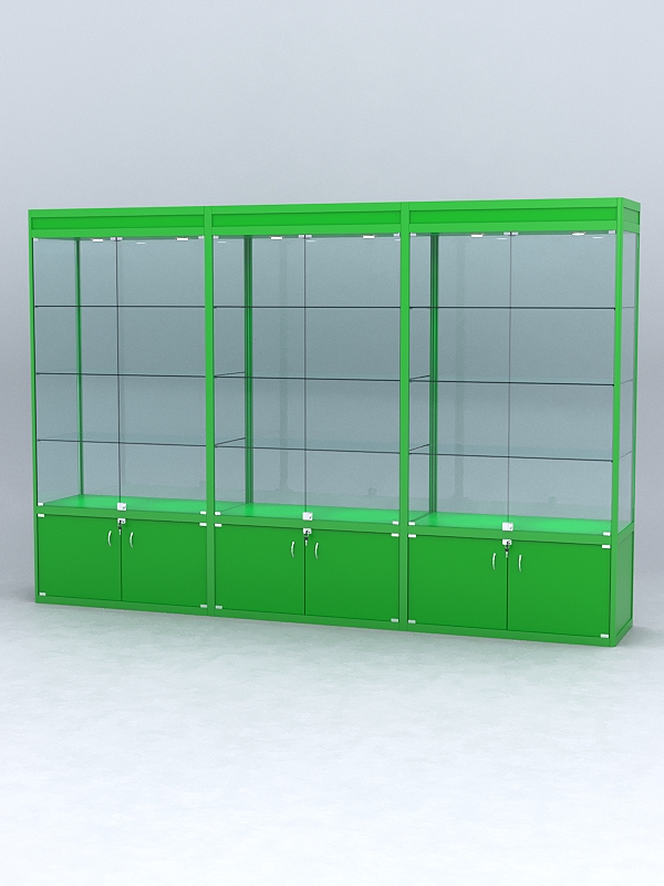Витрина "АЛПРО" №1-3м-500-2 (задняя стенка - стекло)  Зеленый