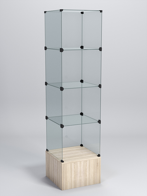 Витрина стеклянная "КУБ" №110 стаканчик (без дверок, передняя стенка - стекло) Дуб Сонома