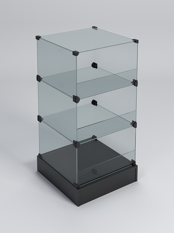 Прилавок "КУБ" №6-КО (без стеклянных дверок, передняя стенка - стекло) Черный