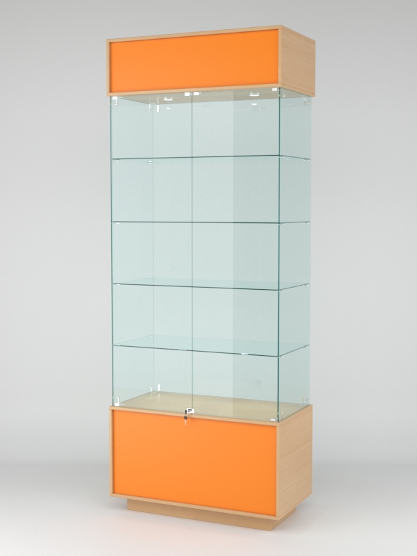 Витрина "СИМВОЛ" №1-1 (задняя стенка - стекло) Бук Бавария-Оранжевый