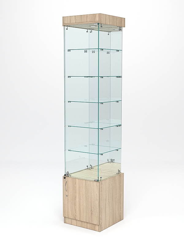 Витрина стеклянная "ИСТРА" №504 (с дверкой, задняя стенка - зеркало)  Дуб Сонома