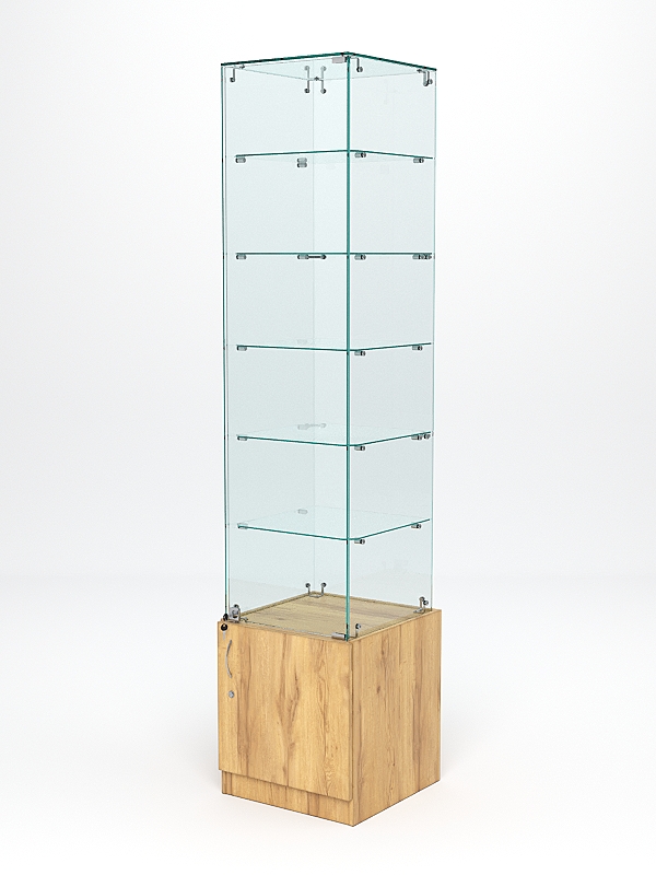 Витрина стеклянная "ИСТРА" №506 (с дверкой, задняя стенка - стекло)  Дуб Золотистый
