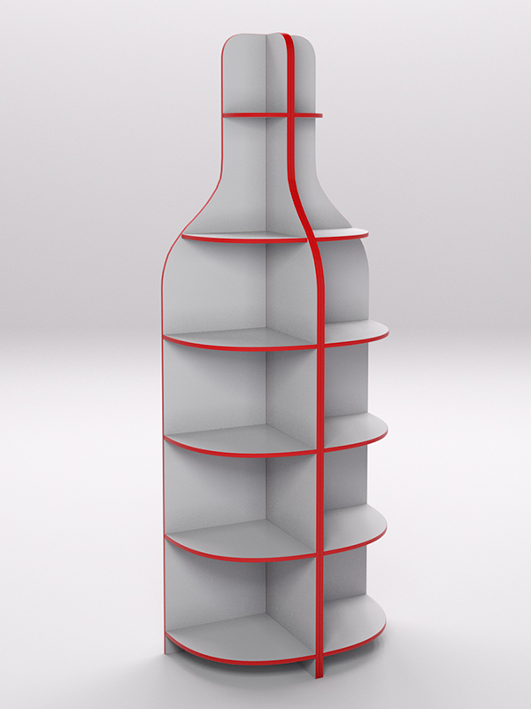 Стеллаж для бутылок №2 Серый, кромка красная