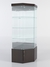 Витрина стеклянная "ИСТРА" угловая №14 пятигранная (с дверкой, задние стенки - зеркало) Дуб Венге
