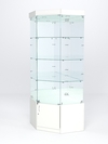 Витрина стеклянная "ИСТРА" угловая №14 пятигранная (с дверкой, задние стенки - зеркало), Белый