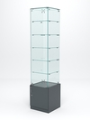 Витрина стеклянная "ИСТРА" №506 (с дверкой, задняя стенка - стекло) , Темно-Серый