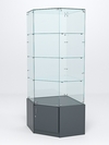 Витрина стеклянная "ИСТРА" угловая №15 пятигранная (с дверкой, задние стенки - стекло), Темно-Серый