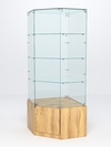 Витрина стеклянная "ИСТРА" угловая №15 пятигранная (с дверкой, задние стенки - стекло), Дуб Золотистый