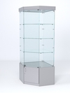 Витрина стеклянная "ИСТРА" угловая №13 пятигранная (с дверкой, задние стенки - стекло), Серый