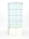 Витрина стеклянная "ИСТРА" угловая №20 шестигранная (с дверкой, задние стенки - зеркало), Белый