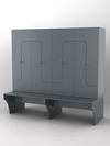Комплект шкафов для раздевалок со скамейкой "ТРЕНЕР" №2, Темно-Серый
