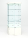 Витрина стеклянная "ИСТРА" угловая №19 шестигранная (с дверкой, задняя стенка - зеркало), Белый