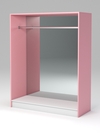 Вешало пристенное из ДСП №1-2 (задняя стенка - зеркало), Фламинго розовый и Белый