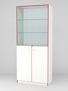 Витрина для аптек №3-2 задняя стенка стекло, Белый-Кромка Красный