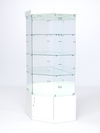 Витрина стеклянная "ИСТРА" угловая №114 пятигранная (без дверки, задние стенки - зеркало), Белый