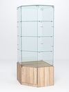 Витрина стеклянная "ИСТРА" угловая №15 пятигранная (с дверкой, задние стенки - стекло), Дуб Сонома