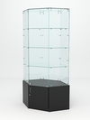 Витрина стеклянная "ИСТРА" угловая №18 шестигранная (с дверкой, задние стенки - стекло), Черный