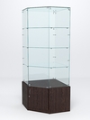 Витрина стеклянная "ИСТРА" угловая №15 пятигранная (с дверкой, задние стенки - стекло), Дуб Венге