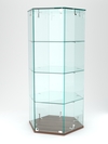 Витрина "ИСТРА" настольная шестигранная №5 (закрытая, задние стенки - стекло) , Орех