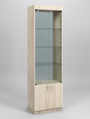 Витрина №1-2-600 (с дверками, задняя стенка - стекло), Дуб Сонома