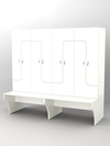 Комплект шкафов для раздевалок со скамейкой "ТРЕНЕР" №2, Белый