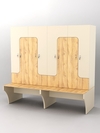 Комплект шкафов для раздевалок со скамейкой "ТРЕНЕР" №2, Крем Вайс и Дуб Золотистый
