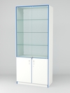 Витрина для аптек №1-2 задняя стенка стекло, Белый-Кромка Делфт голубой
