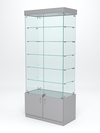 Витрина стеклянная "ИСТРА" №501 (с дверками, задняя стенка - стекло) , Серый
