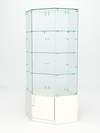 Витрина стеклянная "ИСТРА" угловая №118 шестигранная (без дверки, задние стенки - стекло), Белый