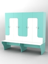 Комплект шкафов для раздевалок со скамейкой "ТРЕНЕР" №2, Тиффани Аква и Белый