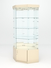 Витрина стеклянная "ИСТРА" угловая №119 шестигранная (без дверки, задние стенки - зеркало), Дуб Сонома