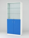 Витрина для аптек №3-2 задняя стенка стекло, Белый-Делфт голубой