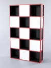 Стеллаж для разделения помещений "Стронг" №4А в стиле ЛОФТ, Черный + Белый + Красный каркас