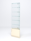 Витрина стеклянная "ИСТРА" угловая №605-У трехгранная (без дверок, бока - стекло), Крем Вайс