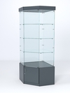 Витрина стеклянная "ИСТРА" угловая №13 пятигранная (с дверкой, задние стенки - стекло), Темно-Серый
