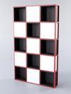 Стеллаж для разделения помещений "Стронг" №4 в стиле ЛОФТ, Белый + Черный + Красный каркас