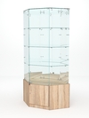 Витрина стеклянная "ИСТРА" угловая №20 шестигранная (с дверкой, задние стенки - зеркало), Дуб Сонома