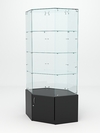 Витрина стеклянная "ИСТРА" угловая №118 шестигранная (без дверки, задние стенки - стекло), Черный