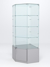 Витрина стеклянная "ИСТРА" угловая №15 пятигранная (с дверкой, задние стенки - стекло), Серый
