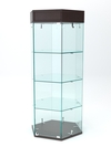 Витрина "ИСТРА" настольная шестигранная №5-1 с фризом (закрытая, задняя стенка - стекло) , Дуб Венге