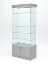 Витрина стеклянная "ИСТРА" №601 (без дверок, задняя стенка - стекло) , Серый