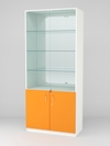 Витрина для аптек №1-3 задняя стенка зеркало, Белый-Оранжевый